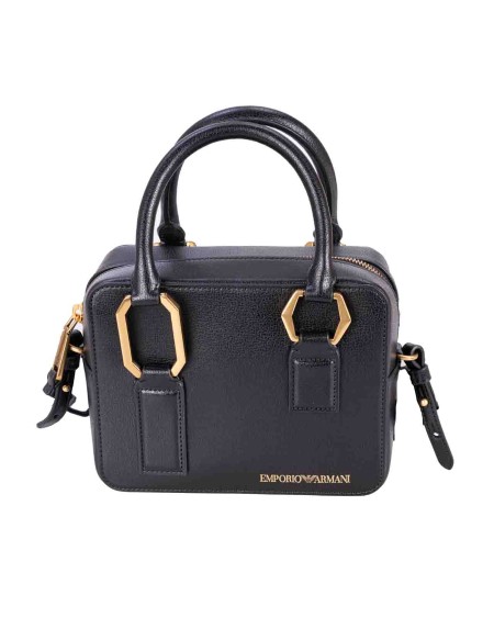 Shop EMPORIO ARMANI  Bag: Emporio Armani leather bag.
Square design.
Engraved logo.
Two handles.
Zip closure.
Logoed, removable shoulder strap.
Single compartment, internal zip pocket.
Dimensions: 18x13x7cm.
Composition: 100% Calf leather.
Made in China.. Y3A155 YWD1D-80001